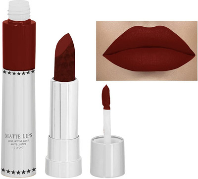 YAWI SHINY GLOSSY MATTE 2 IN 1 LIPSTICK PROFESSIONAL AND BEST(MAHROON, 8 g)