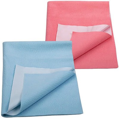 kistapo Cotton, Microfiber Baby Bed Protecting Mat(Blue & Pink, Large, Pack of 2)