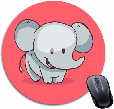 ZORI Elephant Printed Round Mouse Pad Non-Slip Rubber Base Mouse pad for Laptop Mousepad(Multicolor)
