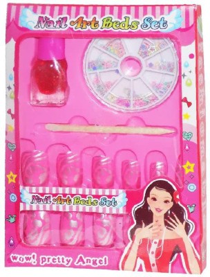 Akshar collection 12 Artificial Nails and Tools and Glitter Little Girls Nails Box (PACK OF 2)(MULTI)