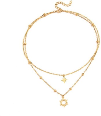 DESTINY JEWEL'S Sun Decor Layered Chain Necklace Gold-plated Plated Alloy Necklace