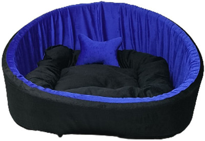 TRANDING STYLISH Simple Mountain Sofa With Haddi For Dog And Cat L Pet Bed(Black Blue)