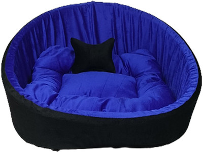 TRANDING STYLISH Simple Mountain Sofa With Haddi For Dog And Cat XL Pet Bed(Black Blue)