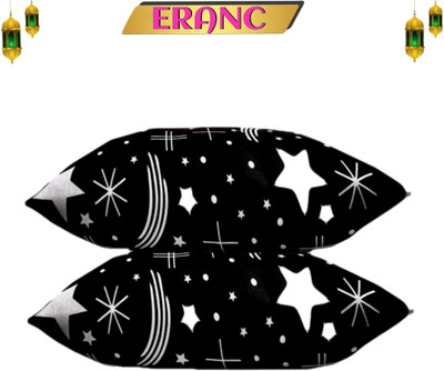 ERANC Polyester Fibre Abstract Sleeping Pillow Pack of 2(Black)