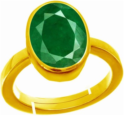 S KUMAR GEMS & JEWELS Certified Natual 7.25 Ratti Emerald stone (Panna) Panchdhatu Alloy Emerald Gold Plated Ring