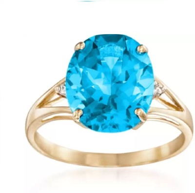 KUNDLI GEMS Blue Topaz Stone Ring Adjustable For Women Copper Topaz Copper Plated Ring