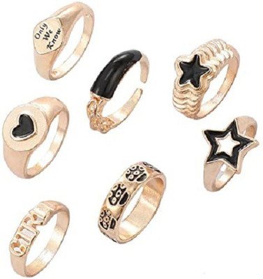 DESTINY JEWEL'S Combo of 6 Pcs Silver Plated Stylish Black Finger Rings For Women & Girl Alloy Silver Plated Ring Set