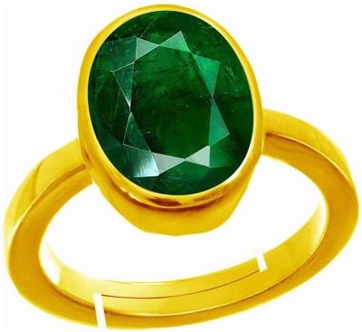 S KUMAR GEMS & JEWELS Certified Natual 7.25 Ratti Emerald stone (Panna) Panchdhatu Alloy Emerald Gold Plated Ring