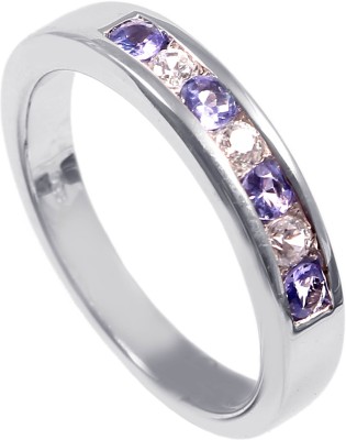 HARITWAL JEWELLERY AND GEMS Silver Tanzanite, Zircon Sterling Silver Plated Ring