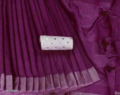 ANKITFASHION Solid/Plain Chanderi Chanderi Saree(Purple)