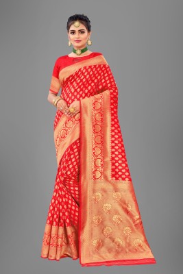 Santraj Texo Fab Pvt Ltd Woven Banarasi Art Silk Saree(Red)