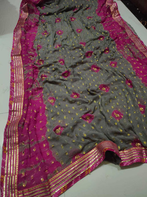 NeeLKANTH ENTERPRISE Digital Print Bandhani Chiffon Saree(Grey)