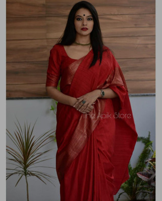 govind handloom Woven Bollywood Silk Blend Saree(Red)