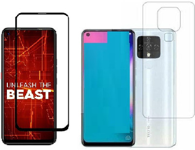 ELEF Front and Back Tempered Glass for Tecno Camon 16 Front 11D Black Tempered Glass Back Flexible Trink (Not Glass)(Pack of 2)