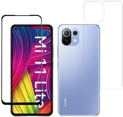 ELEF Front and Back Tempered Glass for Redmi 11 Lite Front 11D Black Tempered Glass Back Flexible Trink (Not Glass)(Pack of 2)