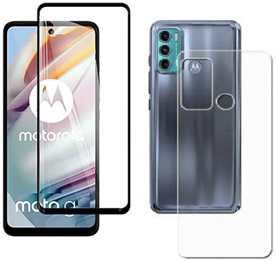 VOSKI Front and Back Tempered Glass for Motorola G60 Front 11D Black Tempered Glass Back Flexible Trink (Not Glass)(Pack of 1)