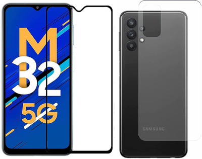 VOSKI Front and Back Tempered Glass for Samsung Galaxy M32 5G Front 11D Tempered Glass Back Flexible Trink (Not Glass)(Pack of 1)