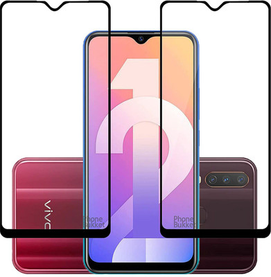 NIMMIKA ENTERPRISES Edge To Edge Tempered Glass for Vivo Y12 D+ Tempered Glass(Pack of 2)
