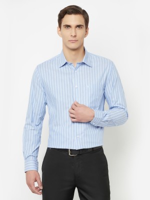 CANTABIL Men Striped Formal Light Blue Shirt