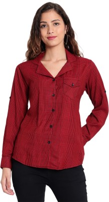 indietoga Women Checkered Casual Red Shirt