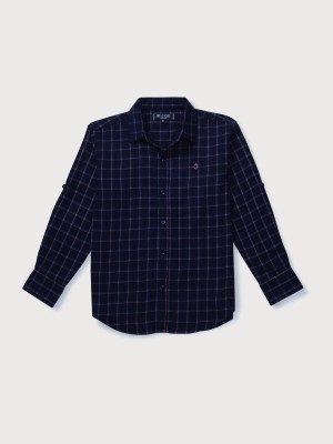 GINI & JONY Baby Boys Checkered Casual Blue Shirt