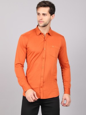 CANTABIL Men Solid Casual Orange Shirt