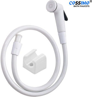 BATHHALL Blacky Pvc White Health Faucet with 1.0 Meter Hose Pipe with Hook - Set of 1 Faucet Set