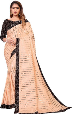 Attiris Embellished Bollywood Silk Blend Saree(Orange)