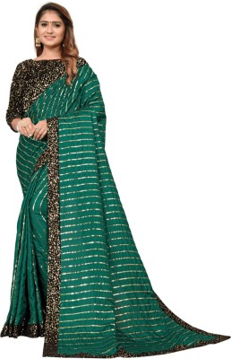 Attiris Embellished Bollywood Silk Blend Saree(Dark Green)