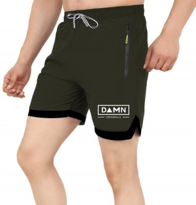 DAMN ORIGINALS Solid Men Dark Green Gym Shorts