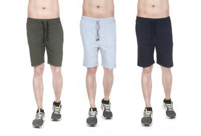 MUKHAKSH Solid Men Multicolor Basic Shorts