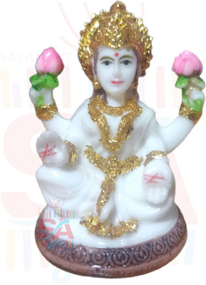 S A Gifts Laxmi Mata Idol Marble with Gold Foil work Decorative Showpiece  -  6 cm(Marble, White, Gold)