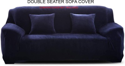 HOUSE OF QUIRK Velvet Plain Sofa Cover(Blue Pack of 1)