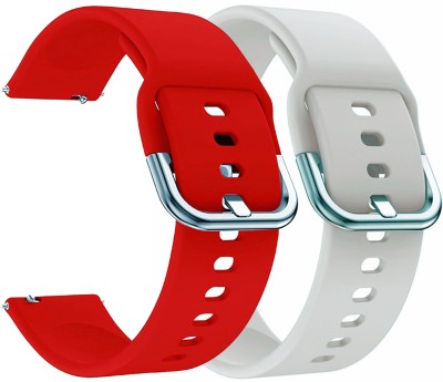AOnes Pack of 2 Silicone 20mm Watch Strap with Metal Buckle for Gionee Gsw5 Thermo Smart Watch Strap(White, Red)