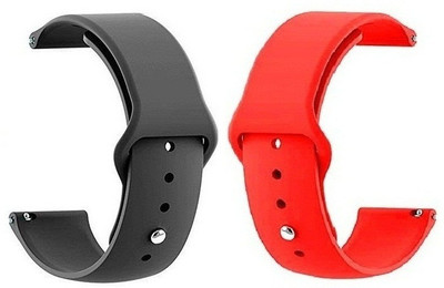 BLACK LOVIES 20MM SOFT SILICON BELT Smart Watch Strap(Black, Red)