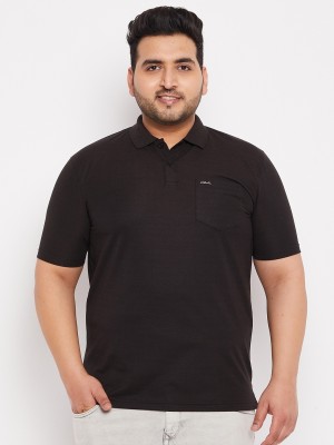 Adobe Solid Men Polo Neck Black T-Shirt