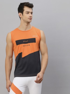 JUMP USA Solid Men Round Neck Orange T-Shirt