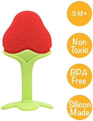 mastela Silicone BPA Free Fruit Shape Teethers for Baby/Infants/Children (Strawberry) Teether(Strawberry)