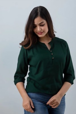 GHUMMAN SONAKSHI Casual Solid Women Dark Green Top