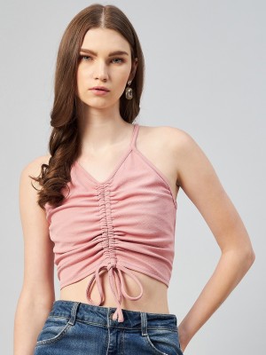 RARE Casual Solid Women Pink Top