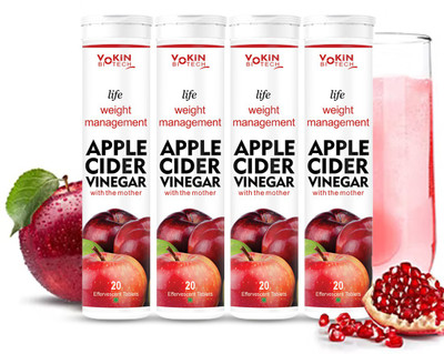 Vokin Biotech Apple Cider Vinegar 20 Effervescent Tablets Weight loss Pack of 4(4 x 20 Tablets)