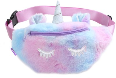 Nia Creations Unicorn Fur Plush Fuzzy LED On/Off Waist Belt Bag Fanny Pack WAIST BAG(Multicolor)