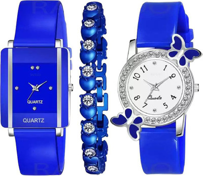 Motugaju Analogue Blue Square Butterfly Dial Multicolor Strap Women's Watch With Analog Watch  - For Women