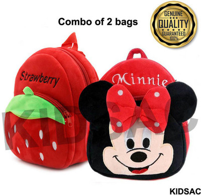 KIDSAC Kid School Bag Strawberry + Red Minnie Cartoon Velvet Soft Plush Bag Nursery - 5 11 L Backpack(Multicolor) KIDSAC Kid School Bag Strawberry + Red Minnie Cartoon Velvet Soft Plush Bag Nursery - 5 11 L Backpack(Multicolor)