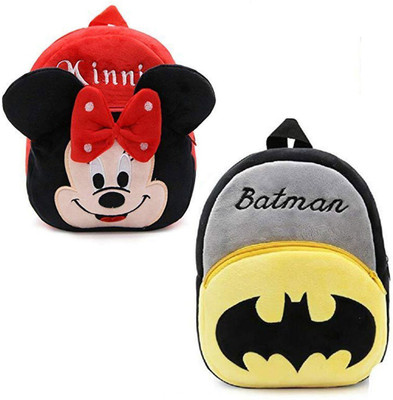BHAVYA R+minnie+batman Kids School Bag pack of 2 bags Backpacks Boys Girls (2-5 Years) School Bag(Multicolor, 15 inch)