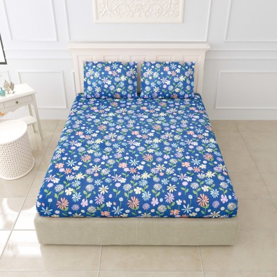 urban jaipur 300 TC Cotton King Printed Flat Bedsheet(Pack of 1, Blue)
