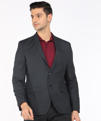 PARK AVENUE Self Design Single Breasted Formal Men Blazer(Grey)