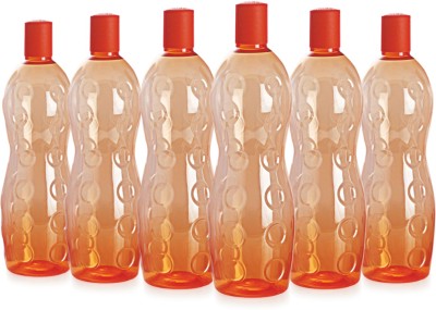 cello Polka Plastic Water Bottle, 1000ml, Set of 6, Orange 1000 ml Bottle(Pack of 6, Orange, Plastic)