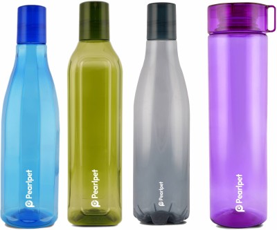 Pearlpet Plastic Water Bottle Set of 4 Pcs for Kitchen , Water Bottle for Fridge 1000 ml Bottle(Pack of 4, Multicolor, PET)