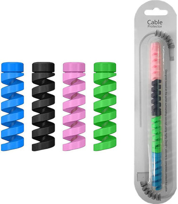 Kelso Lightning Charger Spring Cable Saver Protector (Pack of 1/4 Pieces) Cable Protector(Black, Pink, Green, Orange)